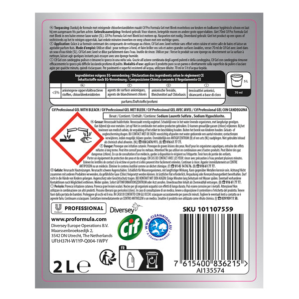 Cif Gel con Candeggina - 2 L - Cif