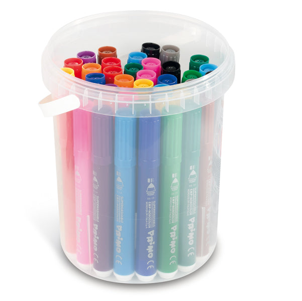 Pennarelli Jumbo - punta ø7,6mm - colori assortiti - Primo - secchiello 36 pezzi