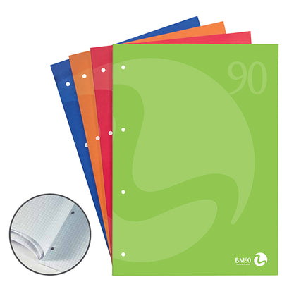 Blocco notes BM90 - A4 - collato lato lungo - 1 rigo - 50fg - 90gr - 4fori - copertina 250gr - BM
