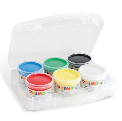 Ditacolor colori a dita - 100ml  - c/pennello - Primo - valigetta 6 colori