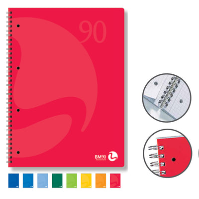Quaderno Colors - A5 -  5mm - 60 fogli - 90 gr - c/fori - spiralato - BM