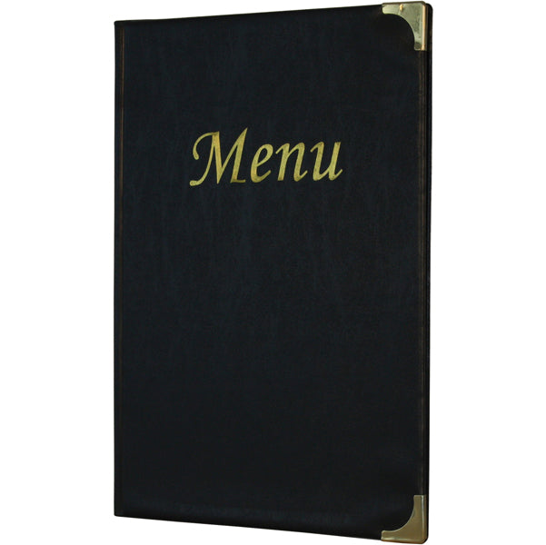 Portamenù Basic - A4 - 31,5 x 24 cm - PVC - nero - 4+2 buste fisse incluse - Securit