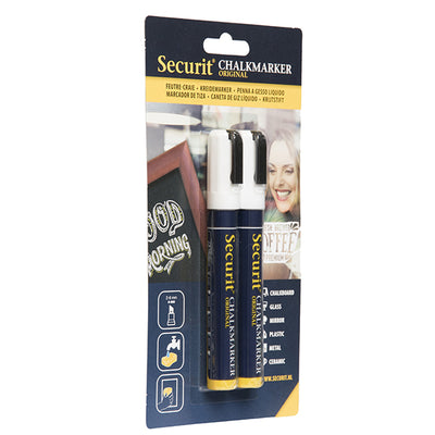 Marcatore a gesso liquido  - punta media da 2,00-6,00mm - bianco - Securit - conf. 2 pezzi