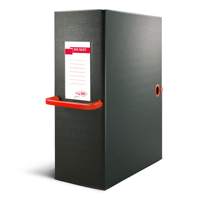 Scatola archivio Big Next - dorso 12 cm - 25 x 35 cm - nero/rosso - Sei Rota