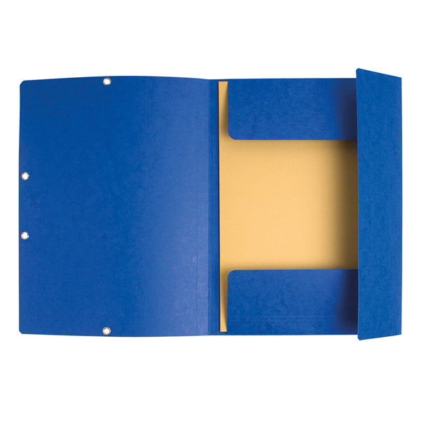 Cartella 3 lembi con elastico angolare - A4 - dorso 0,3 cm - cartoncino Lustrè - blu - Exacompta