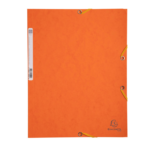 Cartella 3 lembi con elastico angolare - A4 - dorso 0,3 cm - cartoncino Lustrè - arancio - Exacompta