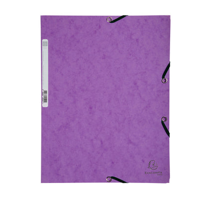 Cartella 3 lembi con elastico angolare - A4 - dorso 0,3 cm - cartoncino Lustrè - viola - Exacompta