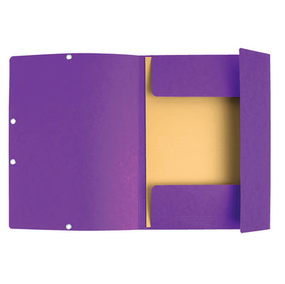 Cartella 3 lembi con elastico angolare - A4 - dorso 0,3 cm - cartoncino Lustrè - viola - Exacompta