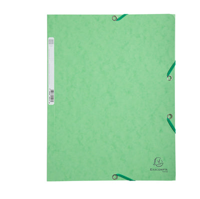 Cartella 3 lembi con elastico angolare - A4 - dorso 0,3 cm - cartoncino Lustrè - verde tiglio - Exacompta
