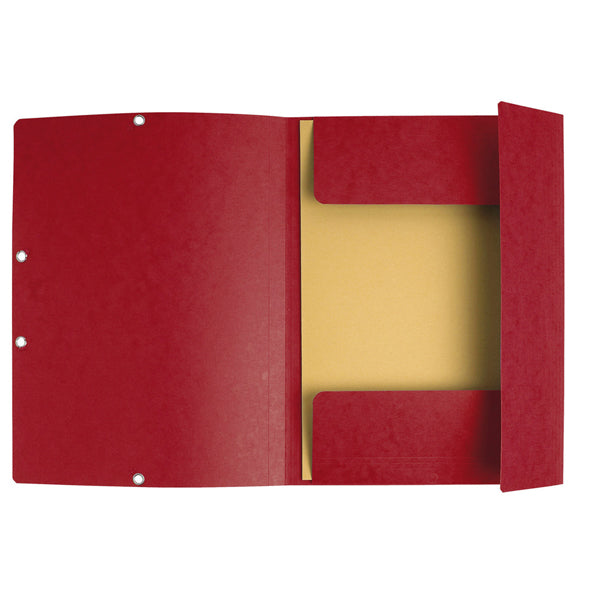 Cartella 3 lembi con elastico angolare - A4 - dorso 0,3 cm - cartoncino Lustrè - rosso ciliegia - Exacompta