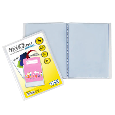 Portalistini personalizzabile Sviluppo - liscio - 15x21 cm - 40 buste - trasparente - Favorit