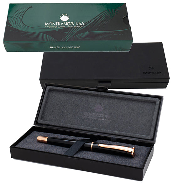 Roller Linea Impressa - punta M - nero/rosegold - Monteverde