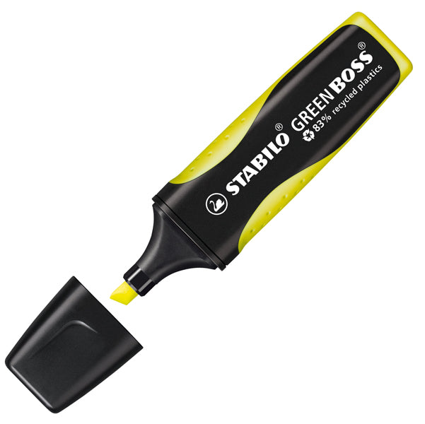 Evidenziatore Green Boss - punta a scalpello - tratto 2 - 5 mm - colori assortiti - 83% plastica riciclata - Stabilo - astuccio 4 pezzi