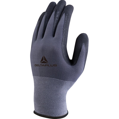Guanti di precisione VE727NO - poliammide - palmo in nitrile/poliuretano - grip sul palmo - taglia 10 - grigio/nero - Deltaplus