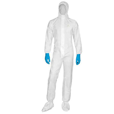 Tuta di protezione da rischio chimico DT115 - monouso - taglia XL - PP/PE - bianco - Deltaplus