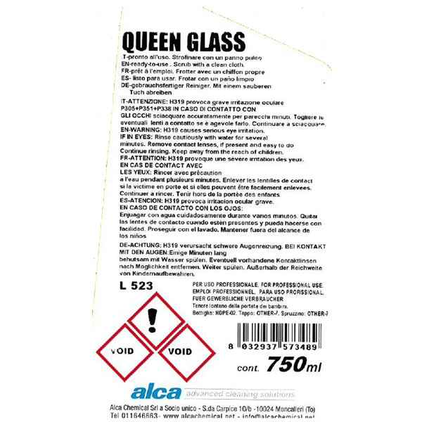 Detergente per vetri Queen Glass - profumo gradevole - Alca - trigger da 750 ml