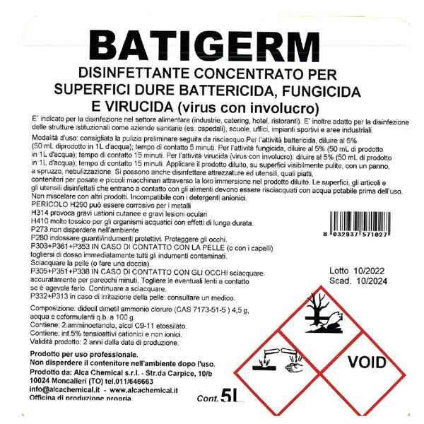 Detergente disinfettante Batigerm - Alca - tanica da 5 L