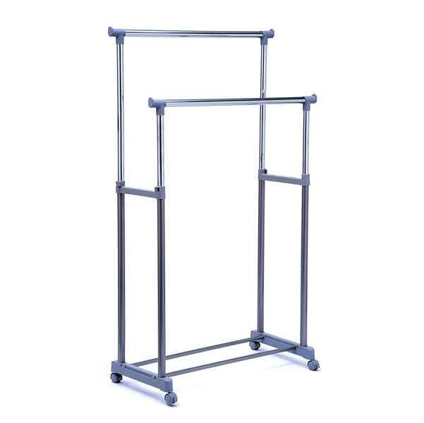 Stender appendiabiti AC9002 - doppio - 90 cm - grigio/cromo - Serena Group