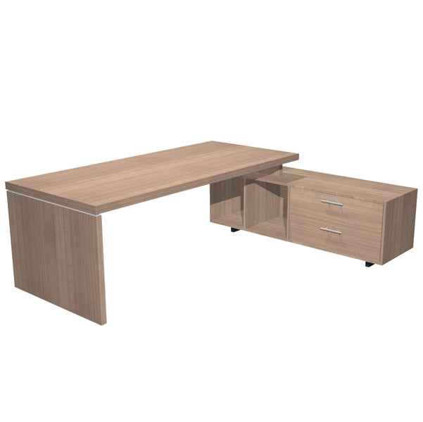 Scrivania Manager Prestige - con mobile servizio reversibile - 210 x 90 x 74 cm -  ciliegio arabis