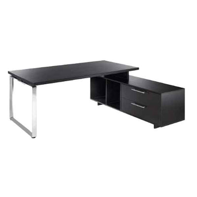Scrivania Manager Prestige Metal - con mobile servizio reversibile - 180 x 90 x 74 cm - nero venato