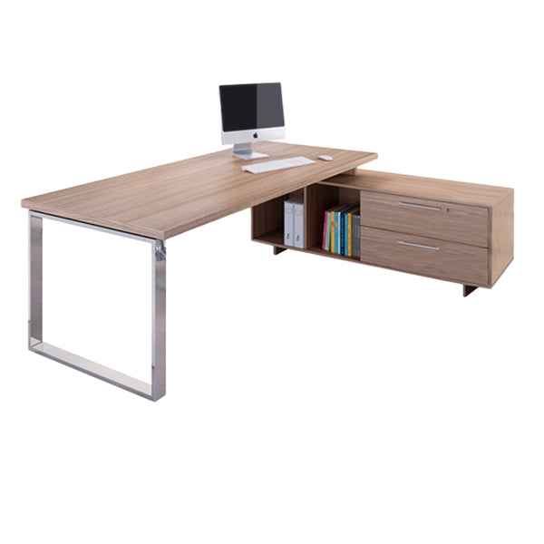 Scrivania Manager Prestige Metal - con mobile servizio reversibile - 180 x 90 x 74 cm - ciliegio arabis
