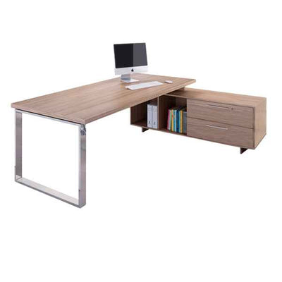 Scrivania Manager Prestige Metal - con mobile servizio reversibile - 180 x 90 x 74 cm - ciliegio arabis