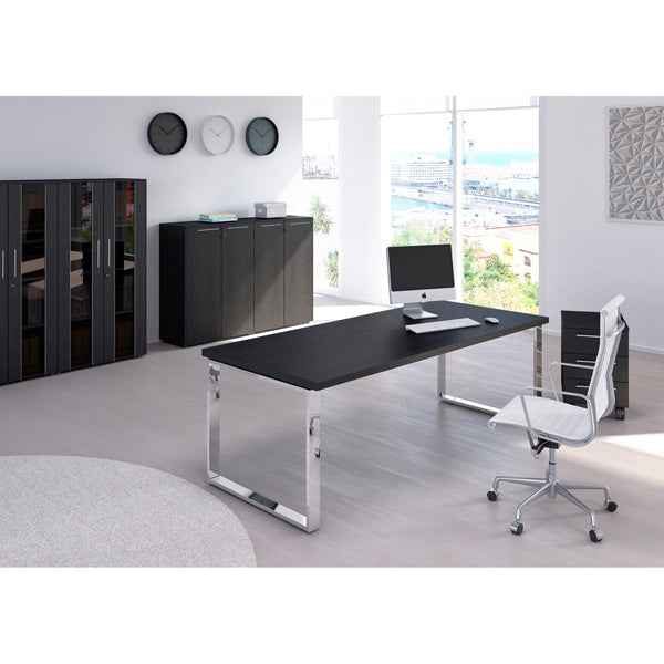 Scrivania direzionale Prestige Metal - 210 x 90 x 74 cm - nero venato