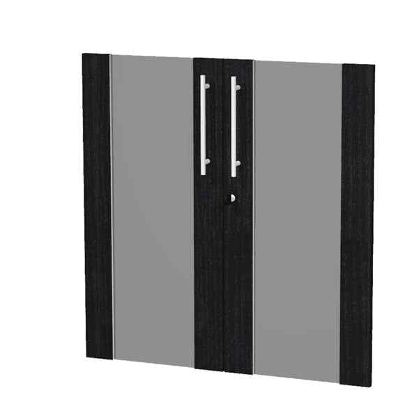 Coppia ante Prestige - per mobile basso - 80 x 77 cm - spessore 18 mm - vetro/melaminico - nero venato