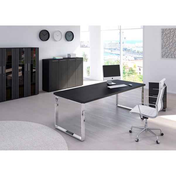 Coppia ante Prestige - per mobile medio/alto - 80 x 153,8 cm - spessore 18 mm - vetro/melaminico - nero venato
