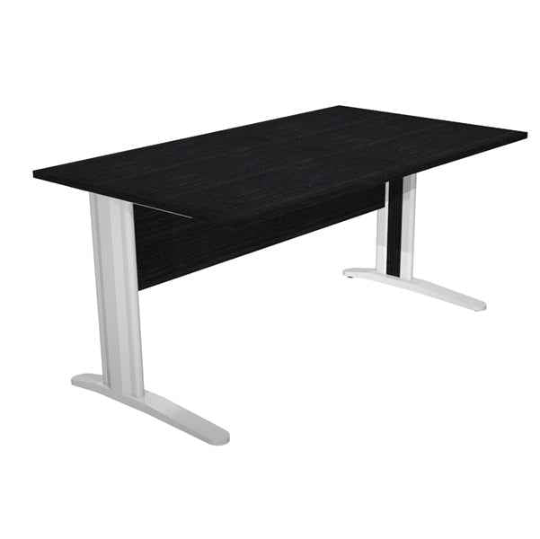 Scrivania lineare Easy - 160 x 80 x 72 cm - Nero venato/grigio cromato