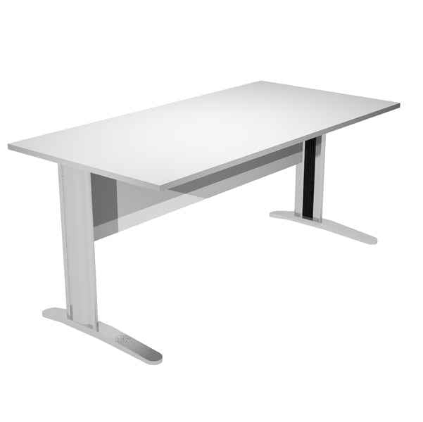 Scrivania lineare Easy - 160 x 80 x 72 cm - Grigio/grigio cromato