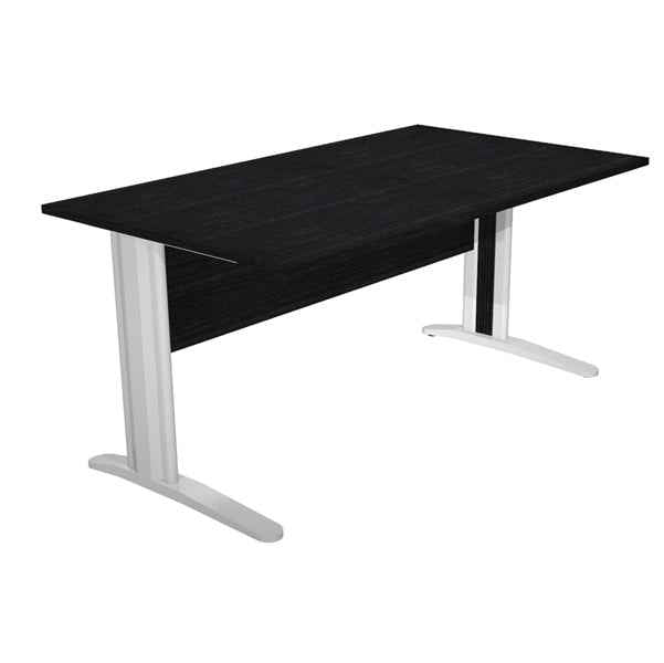 Scrivania lineare Easy - 140 x 80 x 72 cm - Nero venato/grigio cromato