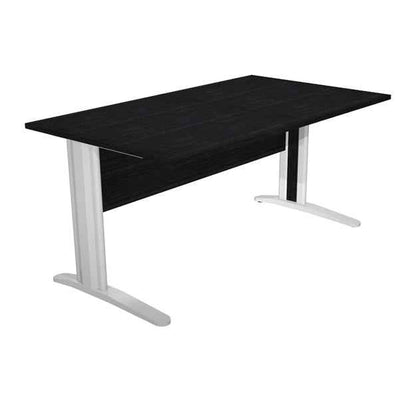 Scrivania lineare Easy - 140 x 80 x 72 cm - Nero venato/grigio cromato