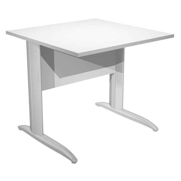 Scrivania lineare Easy - 80 x 80 x 72 cm - Bianco/grigio cromato