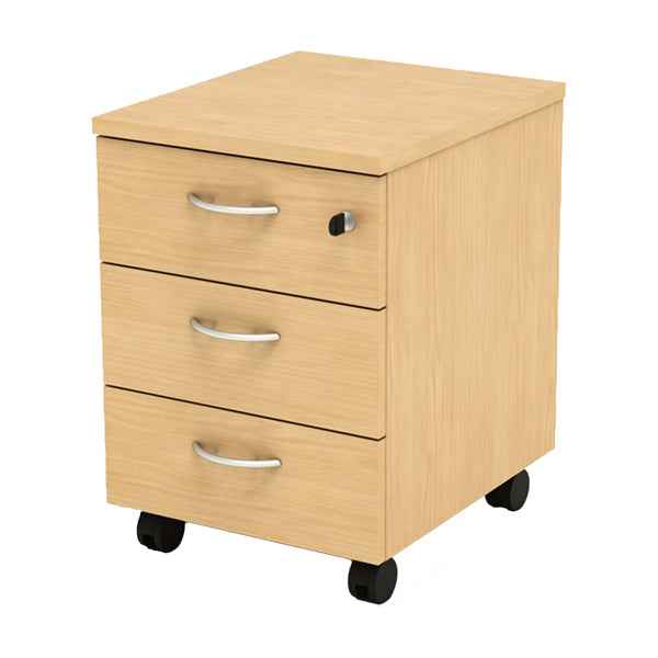 Cassettiera Easy - 3 cassetti - con ruote - 41,8 x 52 x 59,5 cm - faggio