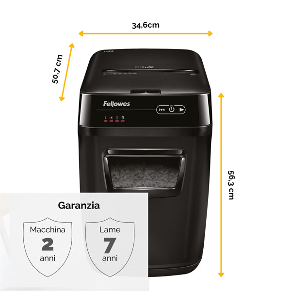 Distruggidocumenti AutoMax 200C - a frammenti - 32L - Fellowes