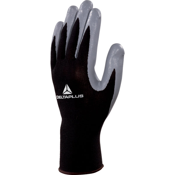 Guanti di precisione VE712GR - poliestere - palmo in nitrile - taglia 09 - nero/grigio - Deltaplus