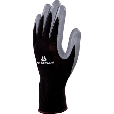 Guanti di precisione VE712GR - poliestere - palmo in nitrile - taglia 09 - nero/grigio - Deltaplus