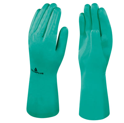 Guanti da lavoro industriale Nitrex VE801 - nitrile floccato cotone - taglia 08 - verde - Deltaplus