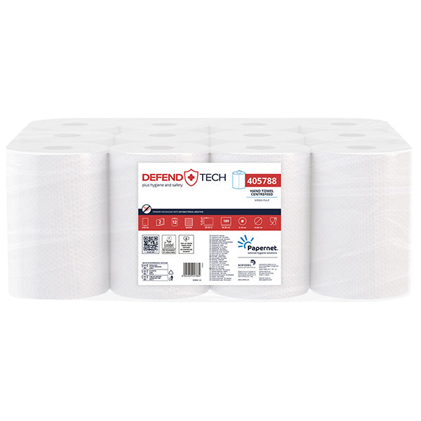Asciugamani in rotolo Centrefeed - 215 mm x 69 mt - diametro 14,5 cm - 2 veli - 17 gr - 189 strappi - goffratura micro - bianco - Pa pernet