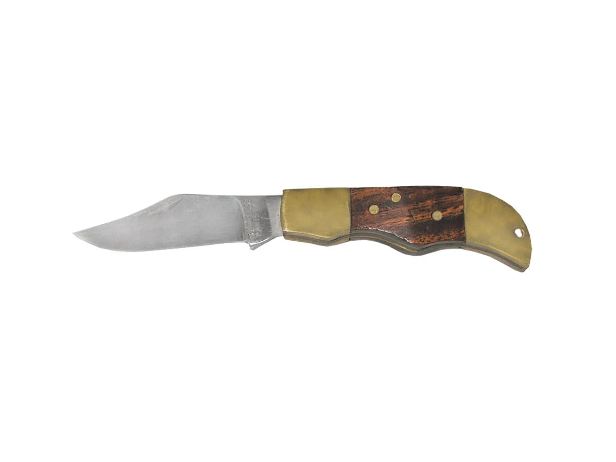 Coltello folding Import manico legno 12 cm senza blocco Made in Pakistan