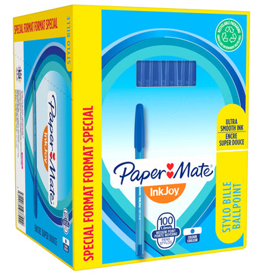 Penna a sfera con cappuccio Inkjoy 100 - punta 1,0mm - blu  - Papermate - conf. 80+20 pezzi