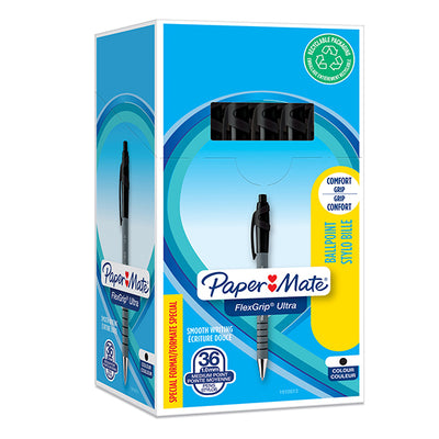Penna a sfera a scatto Flexgrip Ultra  - punta 1,0mm - nero - Papermate - conf. 30+6 pezzi