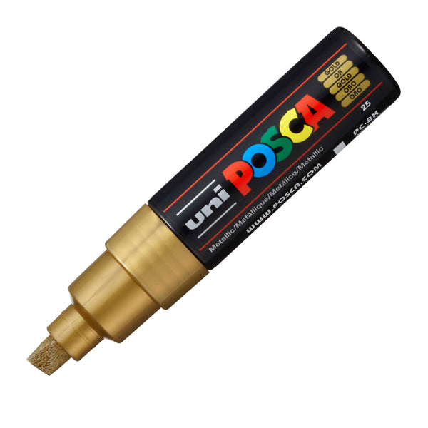 Marcatore Uni Posca PC8K  - punta a scalpello 8mm - oro - Uni Mitsubishi
