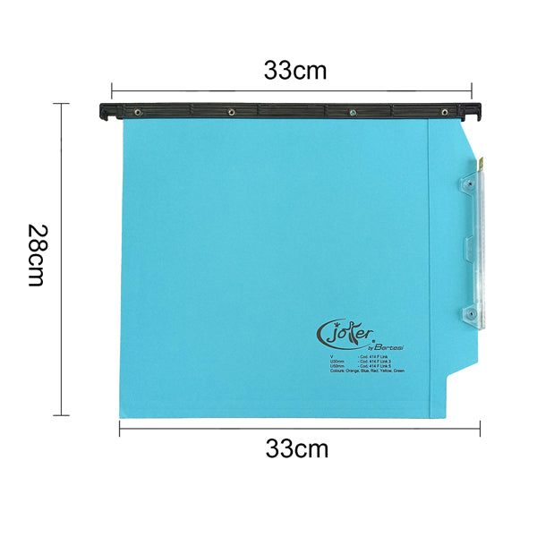 Cartella sospesa Joker - armadio - interasse 33 cm - fondo U - 33 x 28 cm - blu - Bertesi