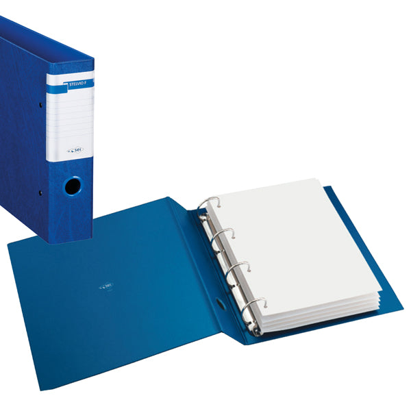 Raccoglitore Stelvio F - 22 x 30 cm - 4 anelli a D 40 mm - dorso 5 cm - blu - Sei Rota