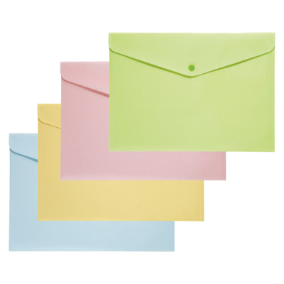 Set 4 Buste con bottone - PPL - 33,5x23.5 cm - Mix 4 colori Pastello Lebez