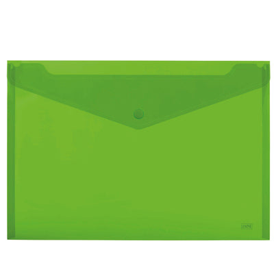 Busta con bottone - 33,5 x 23.5 cm - PP - colori assortiti fluo - Lebez - conf. 3 pezzi