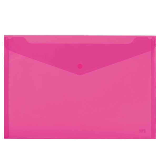 Busta con bottone - 24 x 18,5 cm - PP - colori assortiti fluo - Lebez - conf. 5 pezzi