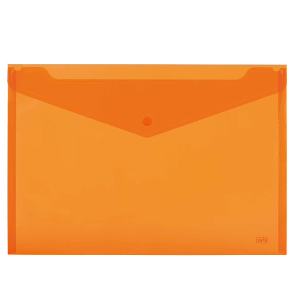 Busta con bottone - 24 x 18,5 cm - PP - colori assortiti fluo - Lebez - conf. 5 pezzi